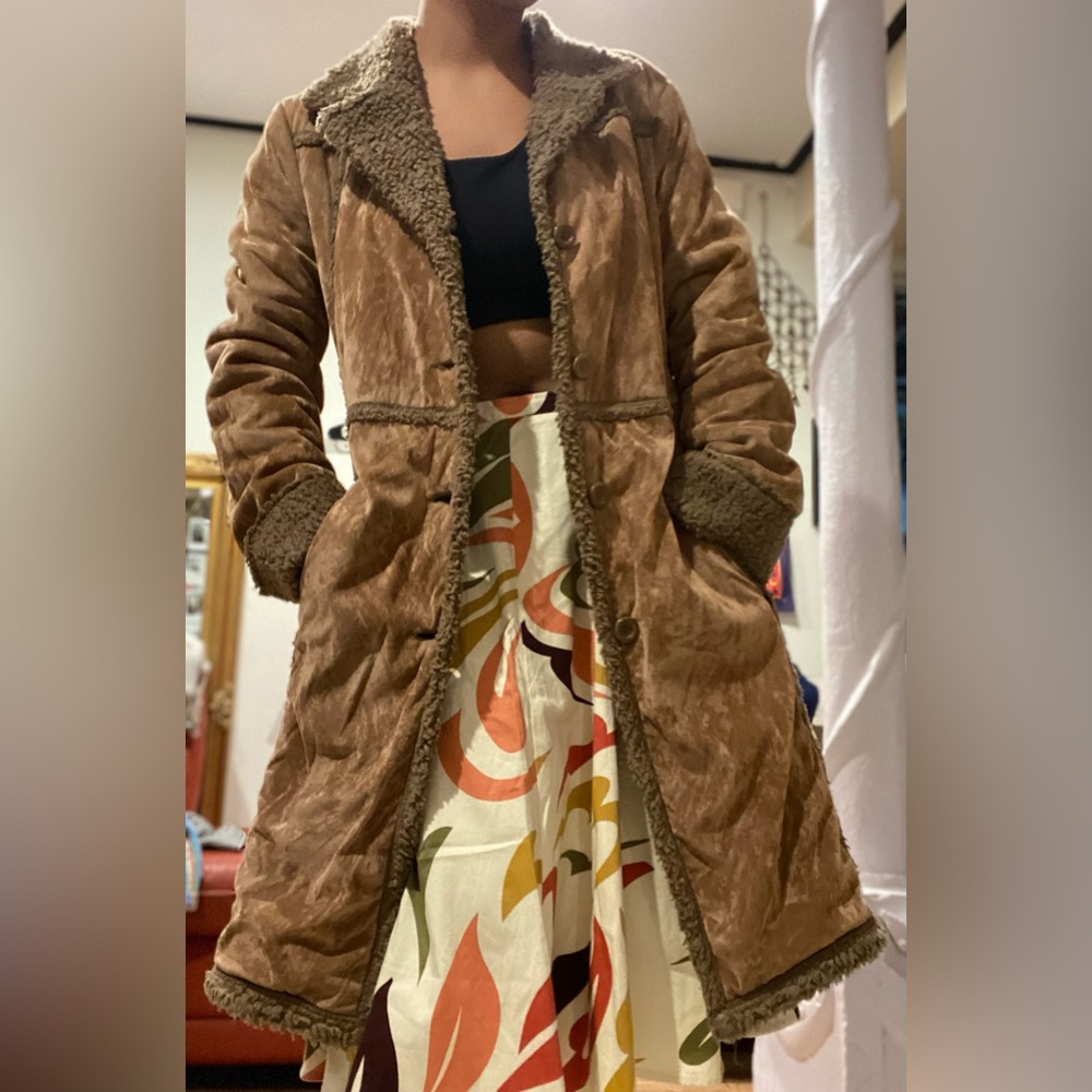 Y2K velvet coat / wool trim